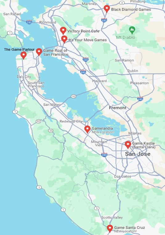 A Map Showing the Bay Area Stores